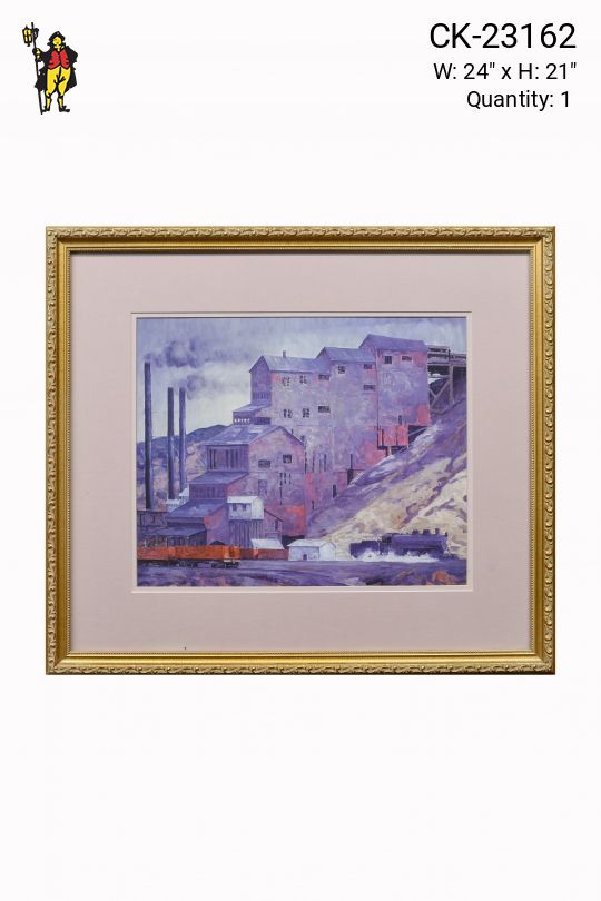 Cleared & Framed Industrial Watercolor Scene
