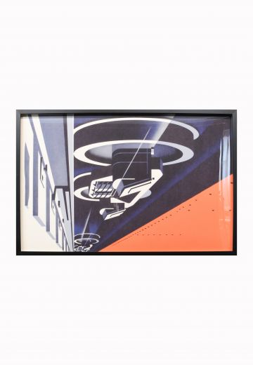 Cleared & Framed Industrial Geometric Painting