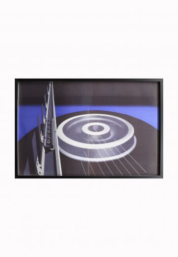 Cleared & Framed Industrial Geometric Painting
