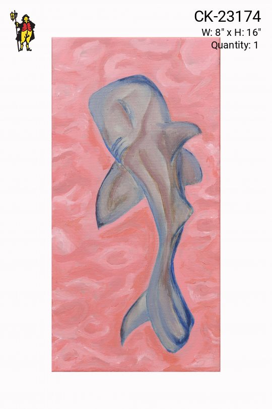 Cleared Canvas Pink and Blue Shark Painting