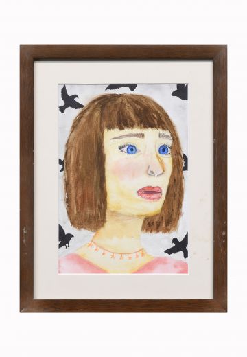 Cleared & Framed Watercolor Woman Portrait