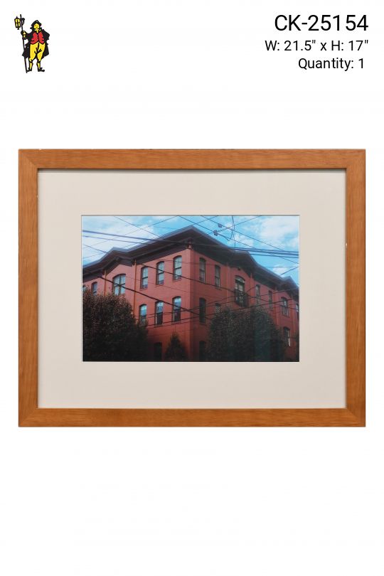 Framed Urban Building & Power Lines Photograph