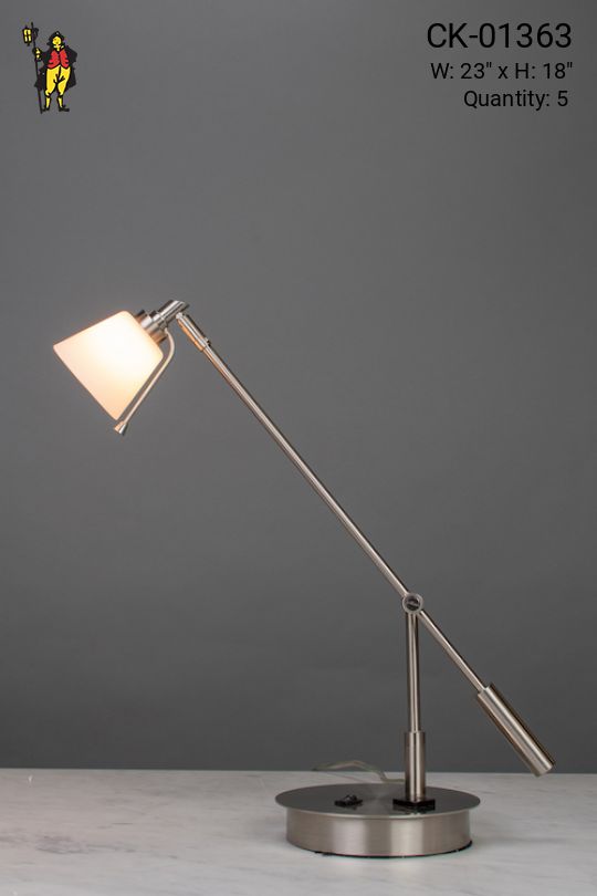 Adjustable Silver Desk Lamp w/Frosted Shade