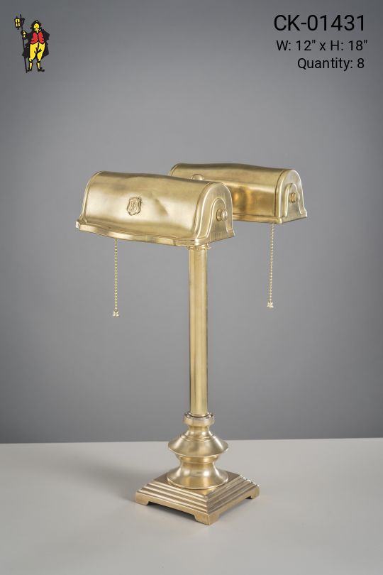 Partner's Polished Brass Two Light Desk Lamp