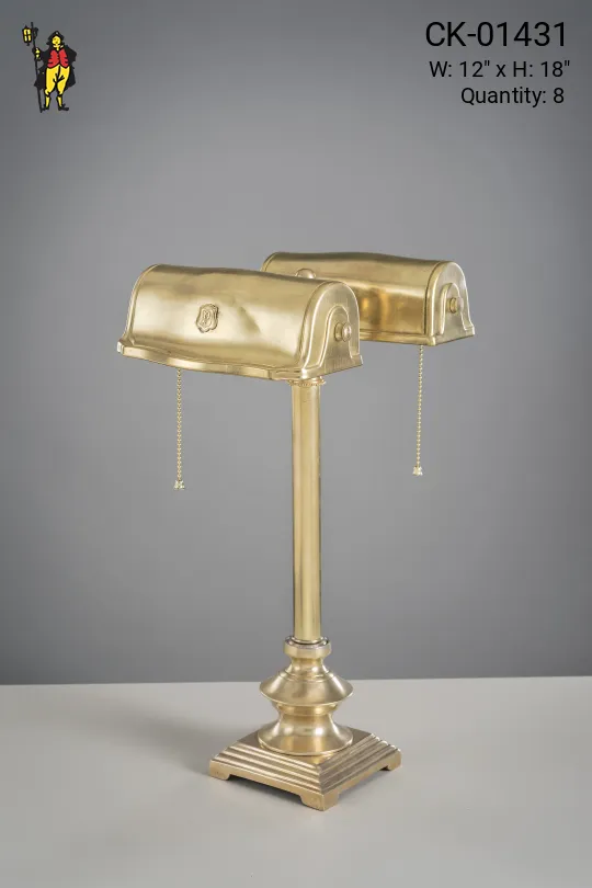 Partner's Polished Brass Two Light Desk Lamp