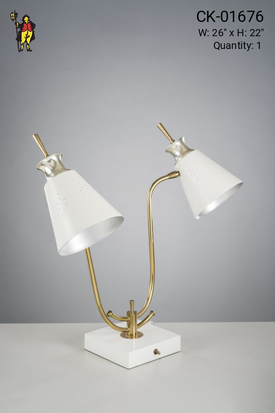 Mid-Century Pierced Two Light Table Lamp