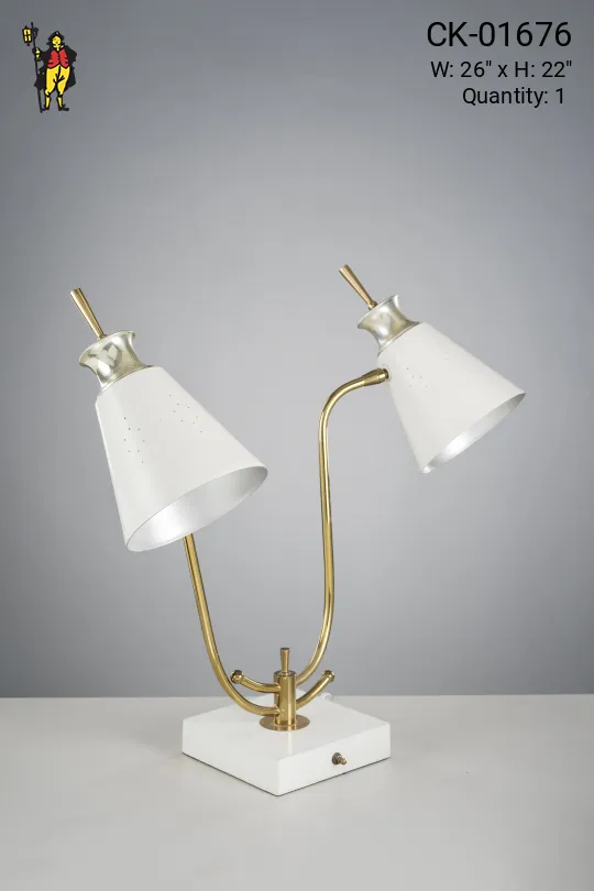 Mid-Century Pierced Two Light Table Lamp