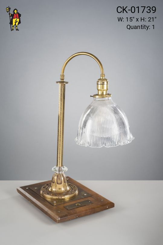 Brass Table Lamp w/Holphane Shade