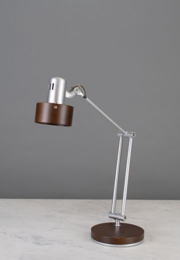 Silver & Bronze Accented Halogen Desk Lamp