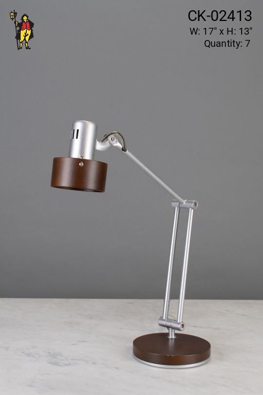 Silver & Bronze Accented Halogen Desk Lamp