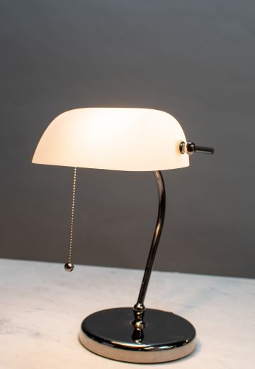 Polished Nickel Banker's Lamp