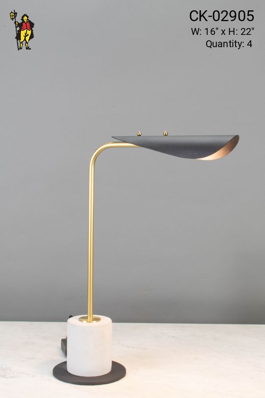 Contemporary Black, Brass, & Marble Desk Lamp