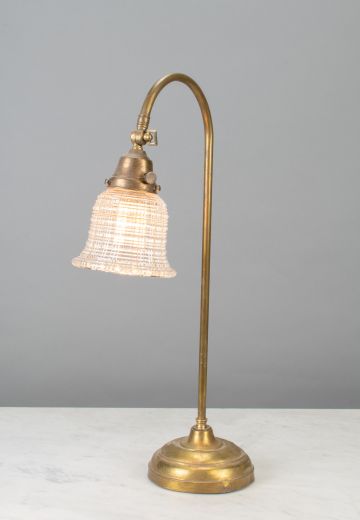 Curved Arm One Light Brass Table Lamp