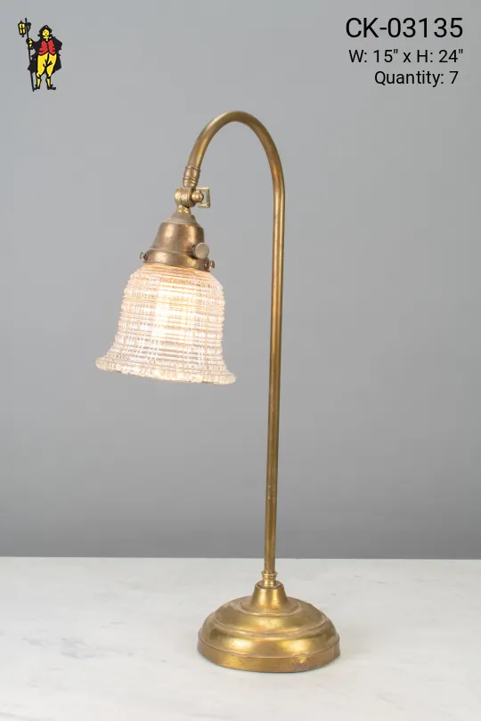 Curved Arm One Light Brass Table Lamp