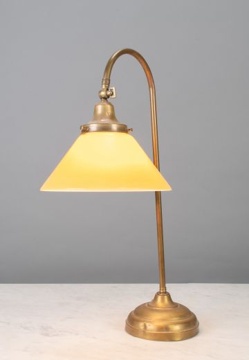 Curved Arm One Light Brass Table Lamp