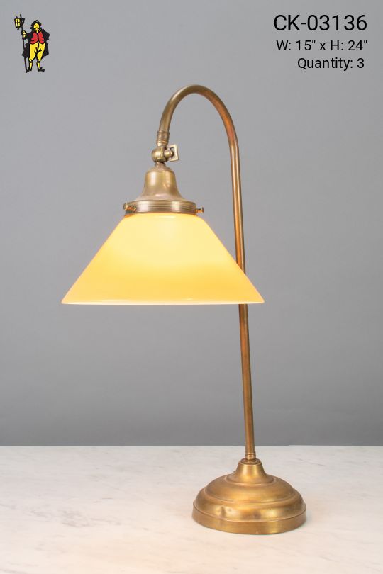 Curved Arm One Light Brass Table Lamp