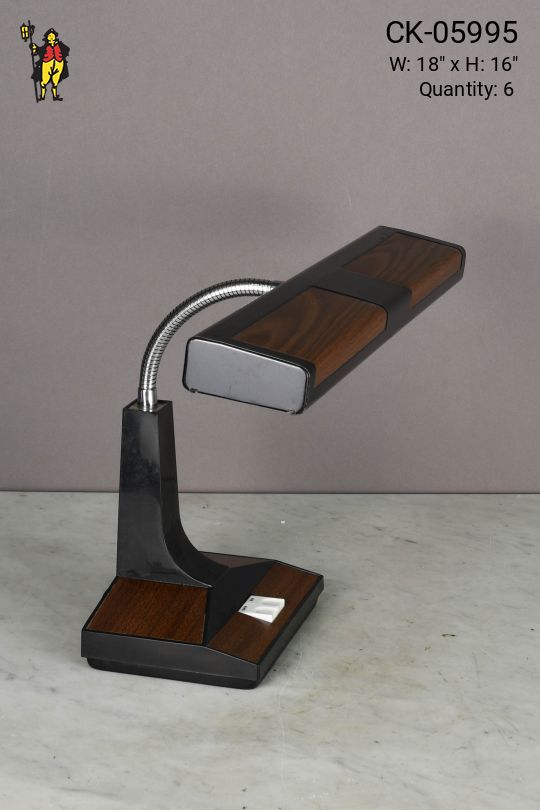Black w/Wooden Grain Fluorecent Adjustable Desk Lamp