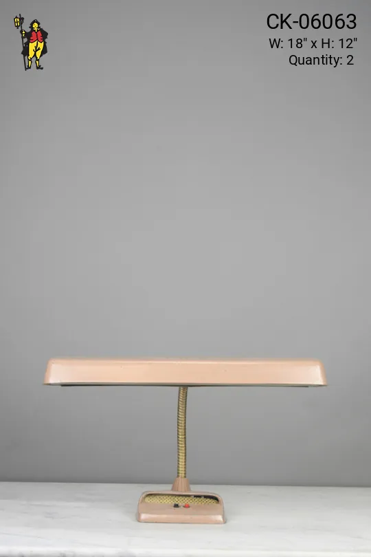 Fluorecent Mid Century Pink & Gold Desk Lamp