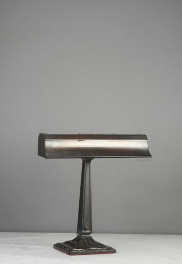 Antique Brass Metal Shaded Desk Lamp