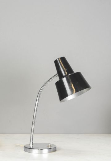 Chrome Base Black Shaded Desk Lamp