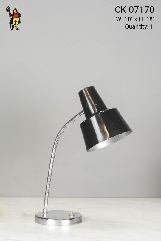 Chrome Base Black Shaded Desk Lamp