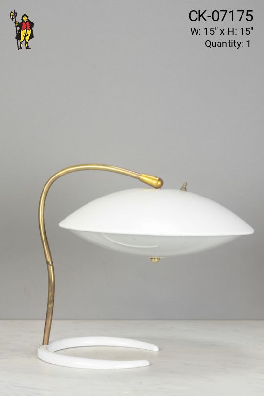 Mid Century White & Brass Desk Lamp