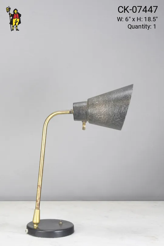 Mid Century Brass & Black Desk Lamp