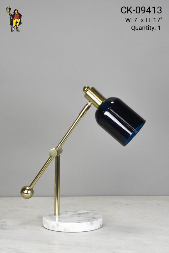 Brass & Marble Base Adjustable Table Lamp