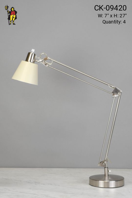 Silver Adjustable Desk Lamp w/Beige Shade