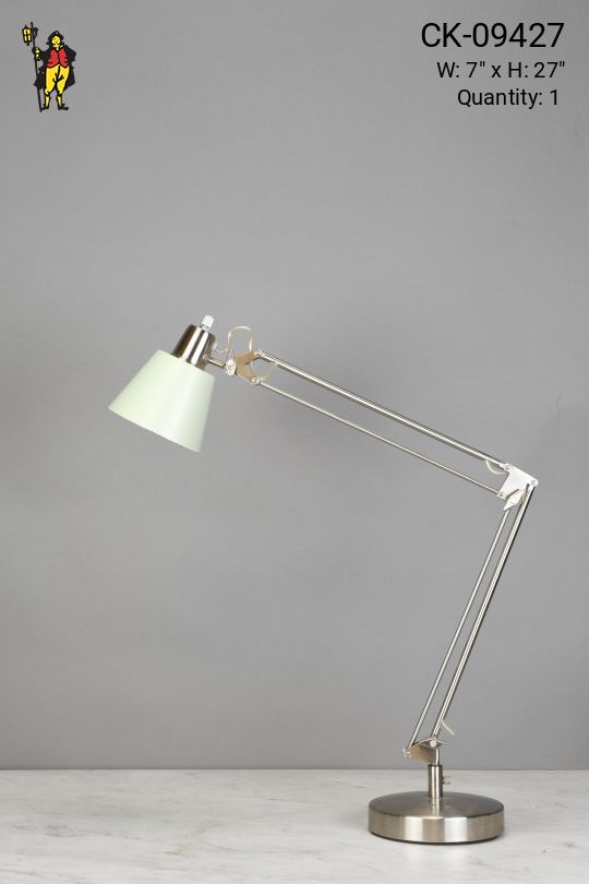 Silver Adjustable Desk Lamp w/Green Shade