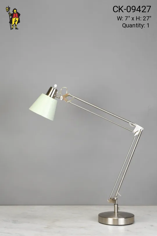 Silver Adjustable Desk Lamp w/Green Shade