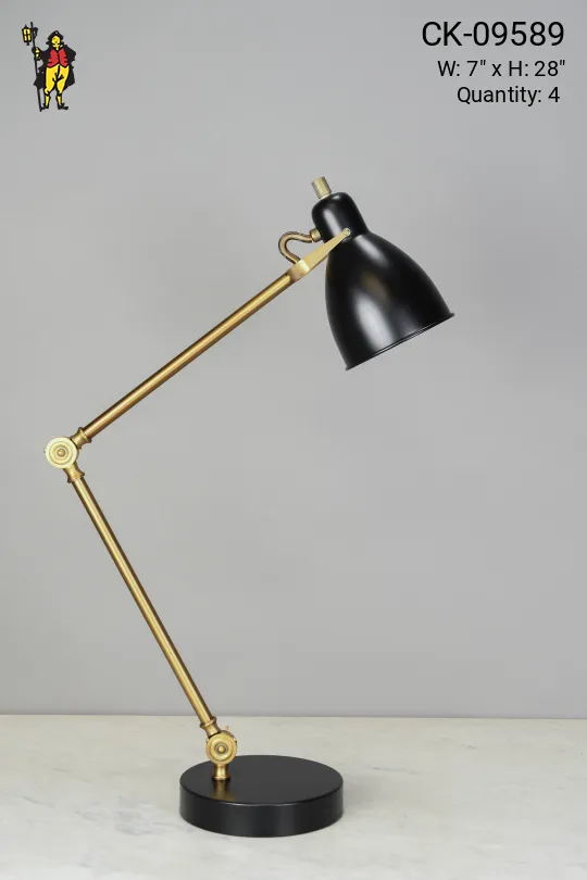 Matte Black & Brass Adjustable Desk Lamp