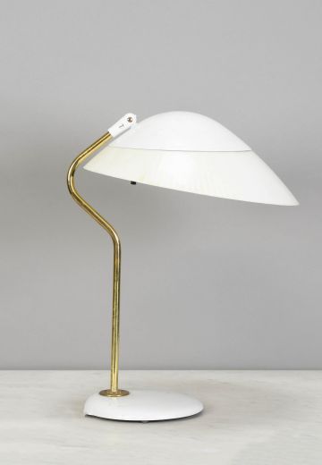 White & Brass Adjustable Mid Century Desk Lamp