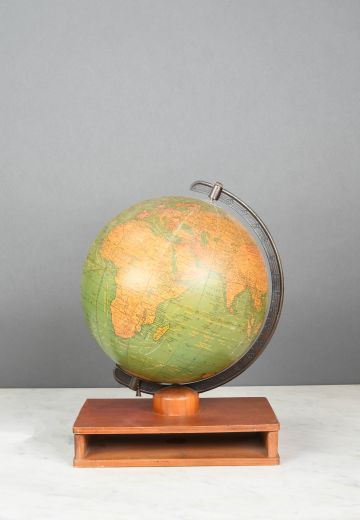 Wooden Base Atlas Globe Table Lamp