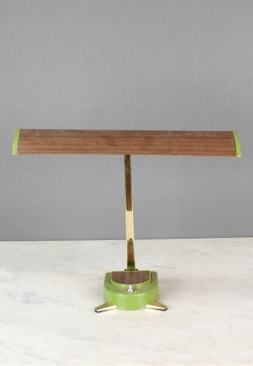 Fluorescent Wooden & Green Desk Lamp