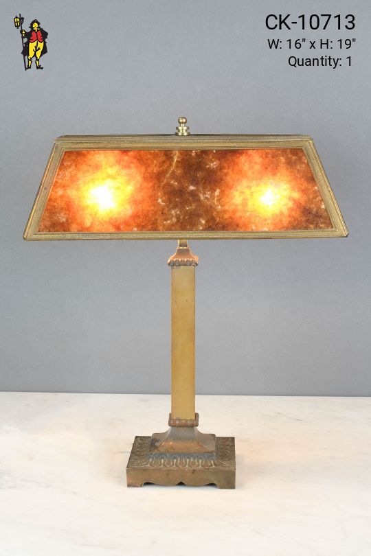 Mica Shaded Brass Desk Lamp