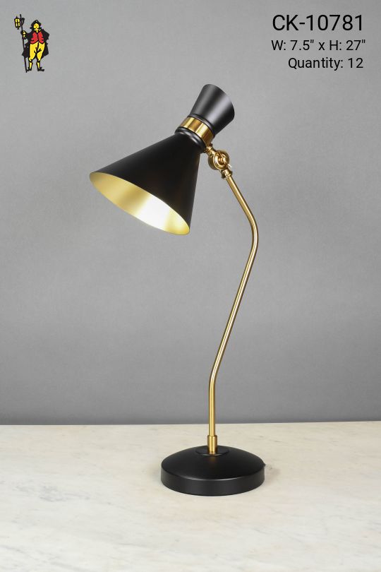Black & Brass Mid Century Modern Desk Lamp