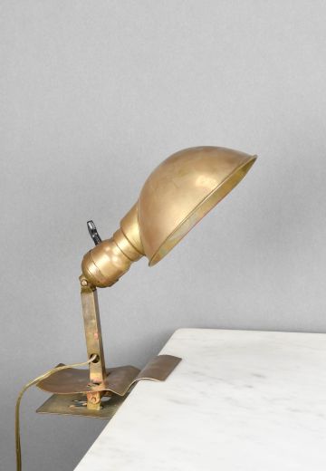 Distressed Brass Industrial Clamp Desk Lamp