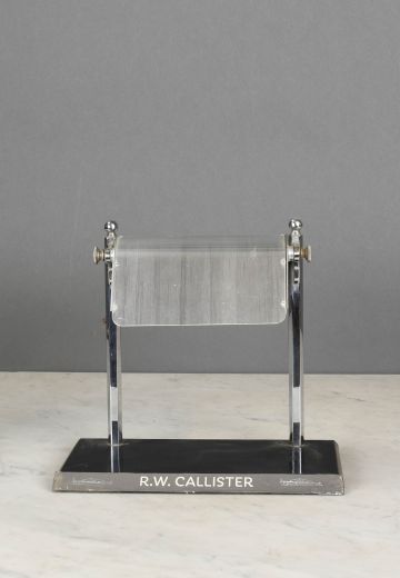 Polished Nickel Metal Shaded Desk Lamp w/Name Plate