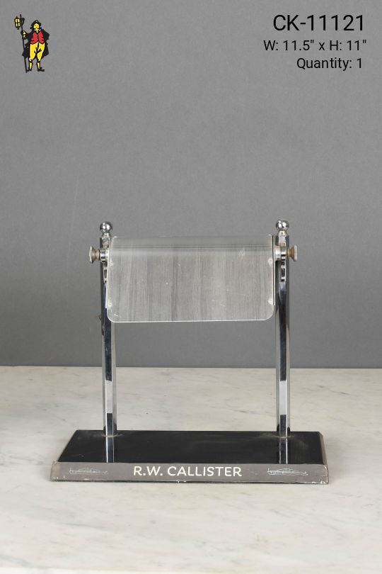 Polished Nickel Metal Shaded Desk Lamp w/Name Plate
