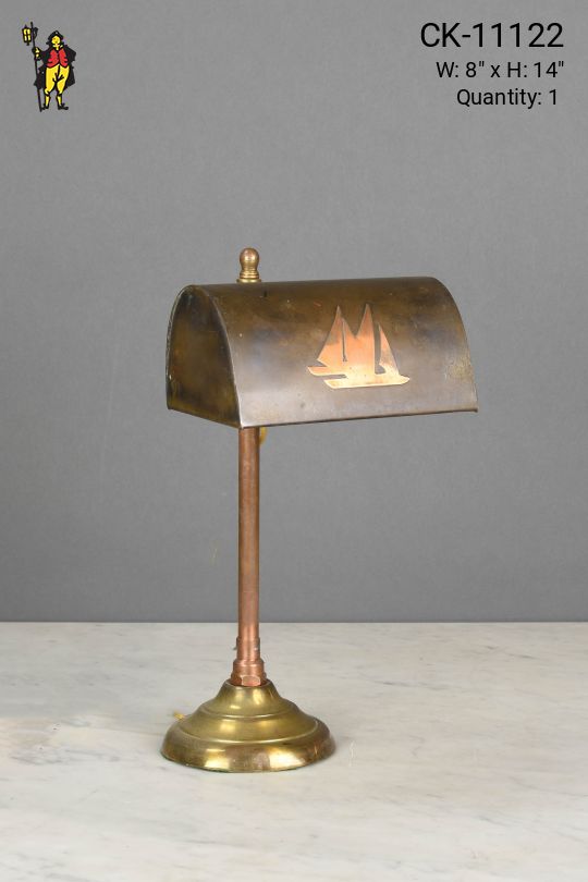 Nautical Brass Metal Shaded Desk Lamp