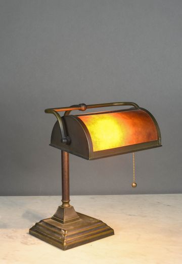 Mica Shaded Bronze Banker's Lamp
