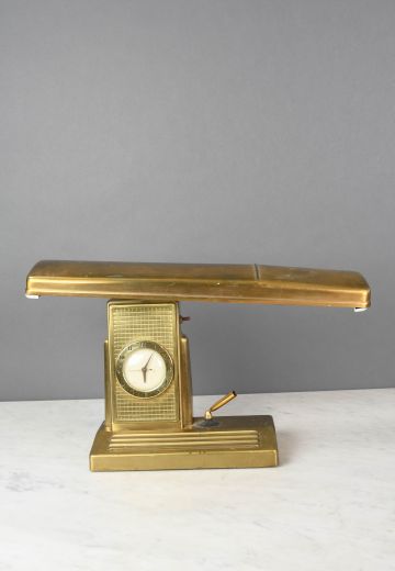 Brass Clock Desk Lamp