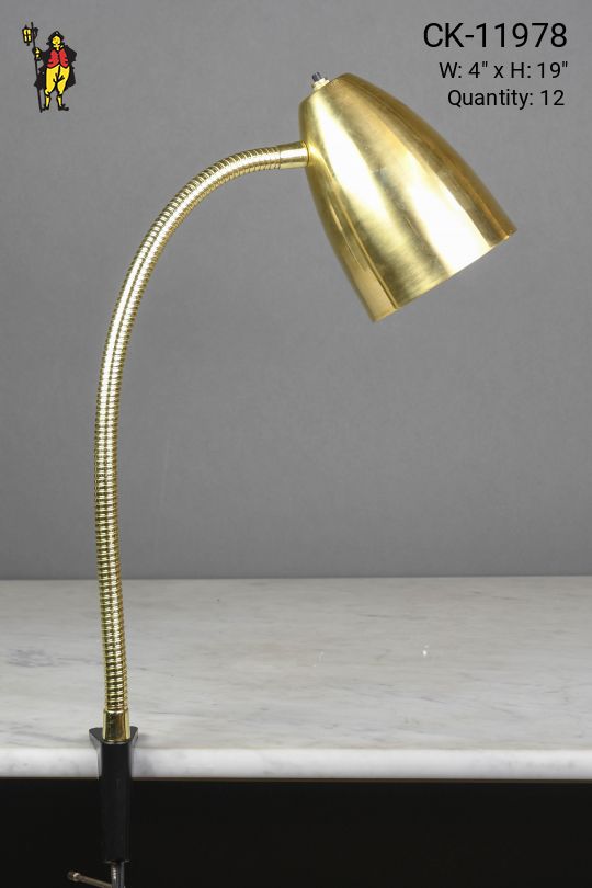 Brass Bullet Reflector Gooseneck Clamp Desk Lamp