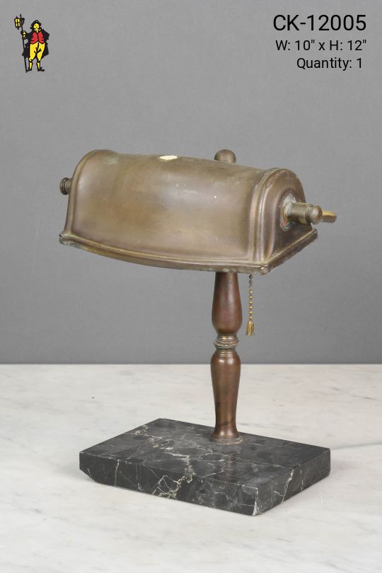 Antique Brass Metal Shaded Banker's Lamp