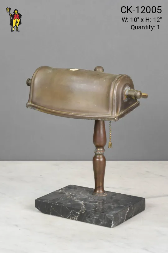 Antique Brass Metal Shaded Banker's Lamp