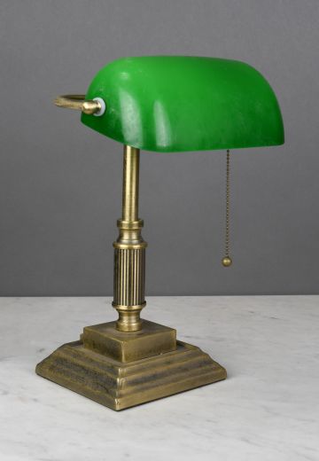 Green Shaded Brass Banker's Lamp