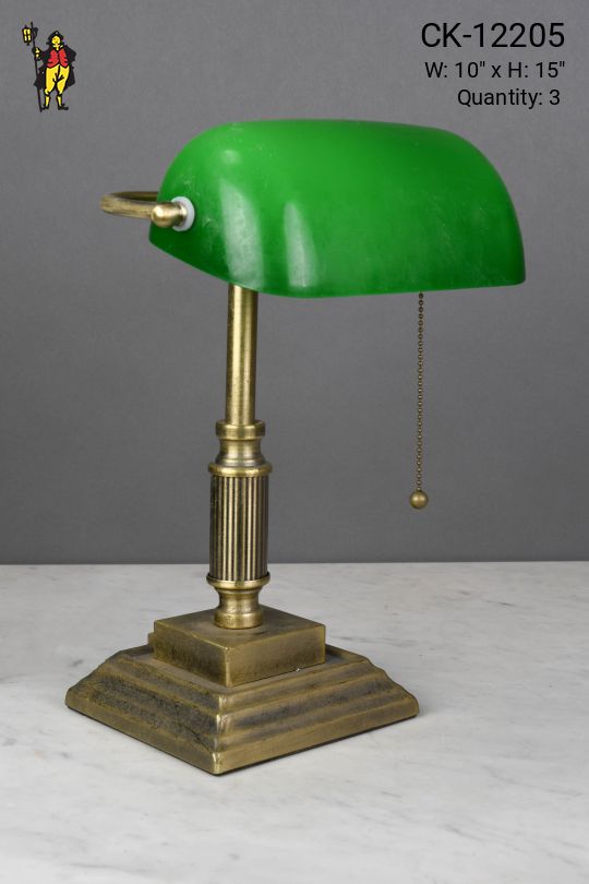 Green Shaded Brass Banker's Lamp