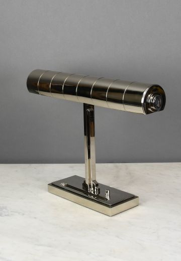 Modern Art Deco Style Polished Nickel Desk Lamp