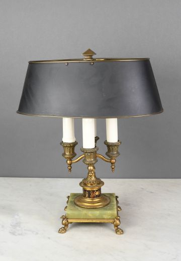 Four Candle Bouliette Style Metal Shaded Table Lamp